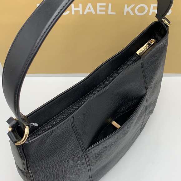MICHAEL KORS BROOKE LARGE HOBO SHLDR LEATHER BLACK COLOR - Picture 10 of 16